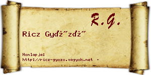 Ricz Győző névjegykártya
